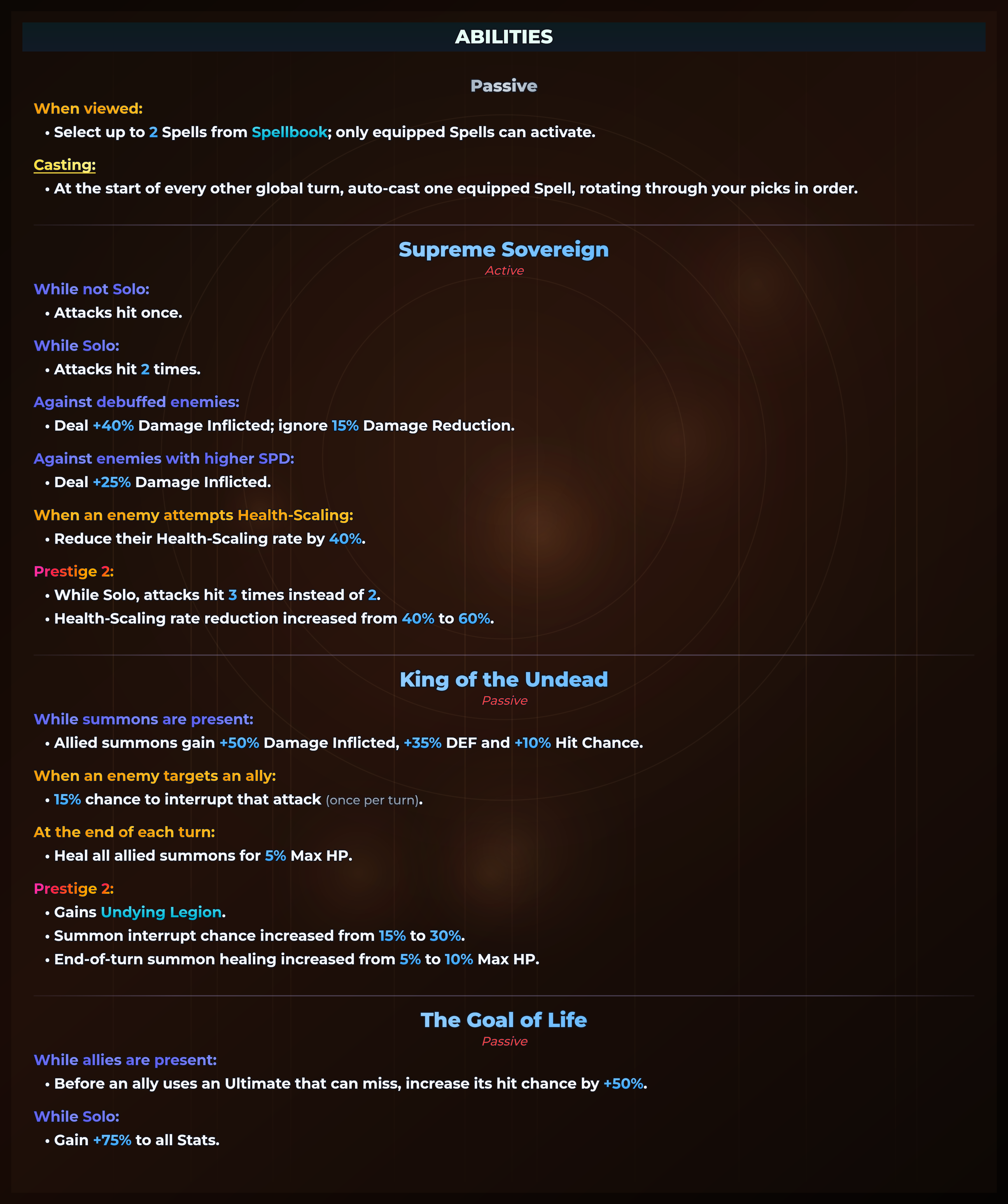 Ainz (Sovereign) abilities