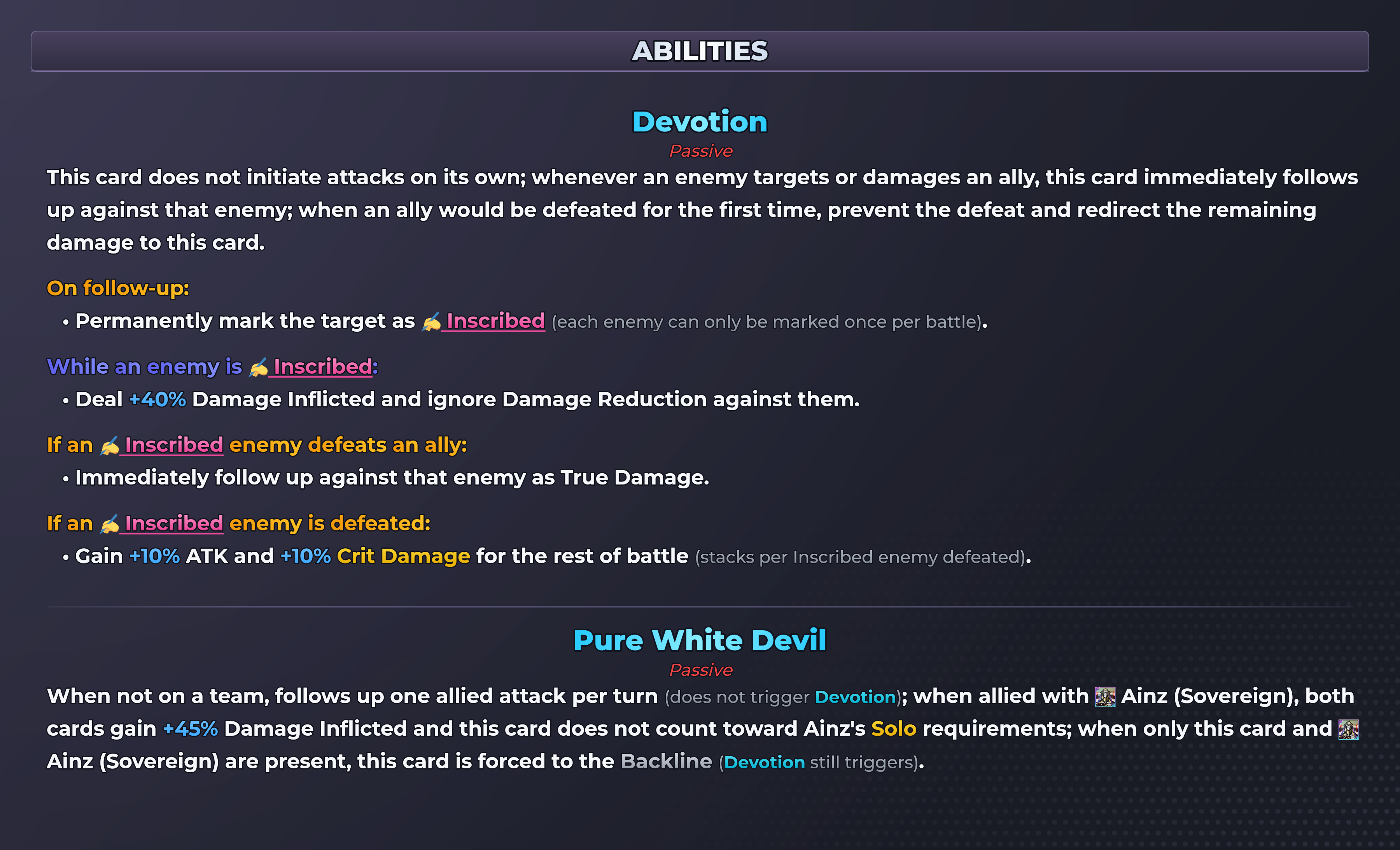 Albedo (Devotion) abilities