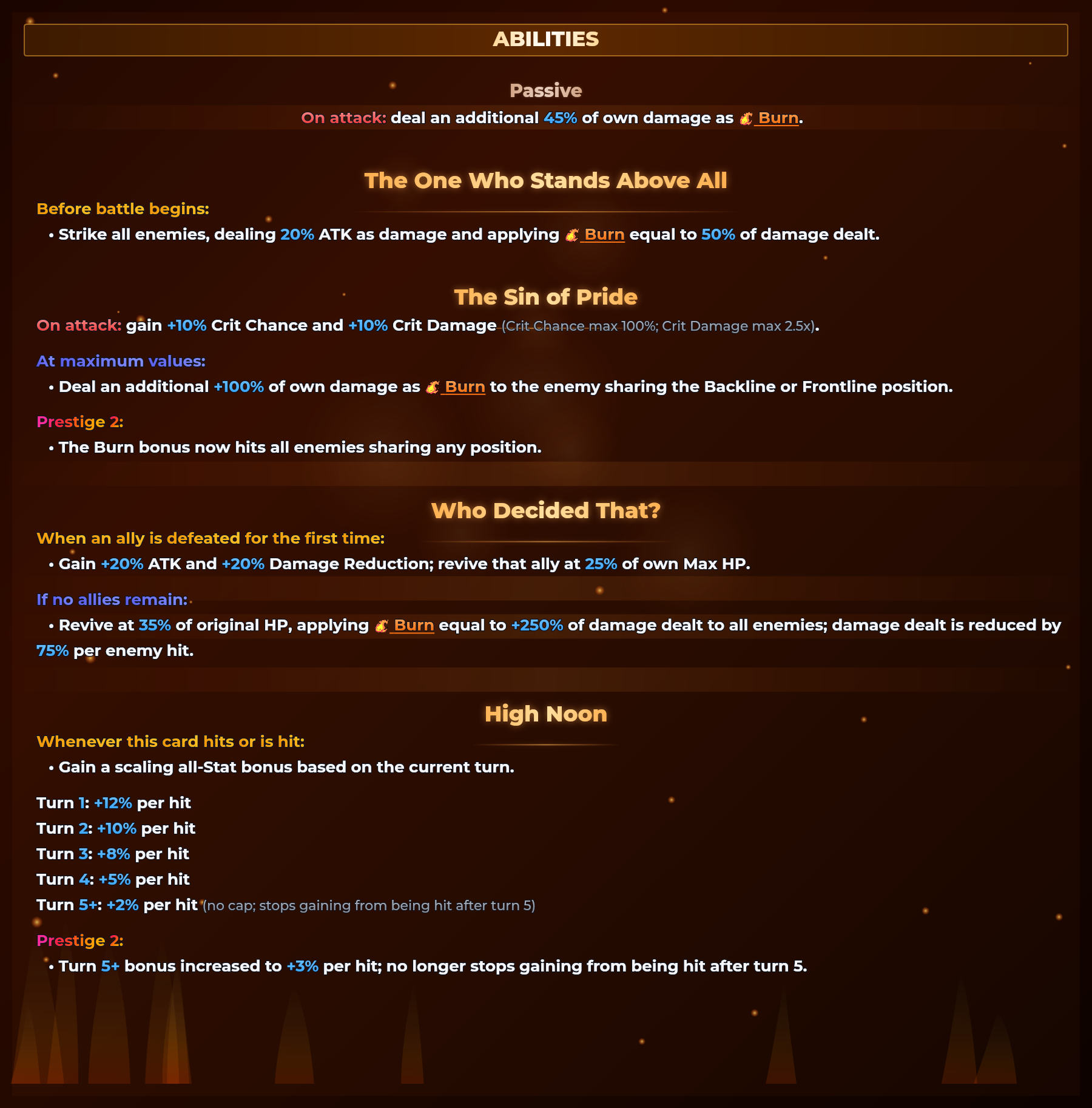 Escanor (Sunshine) abilities