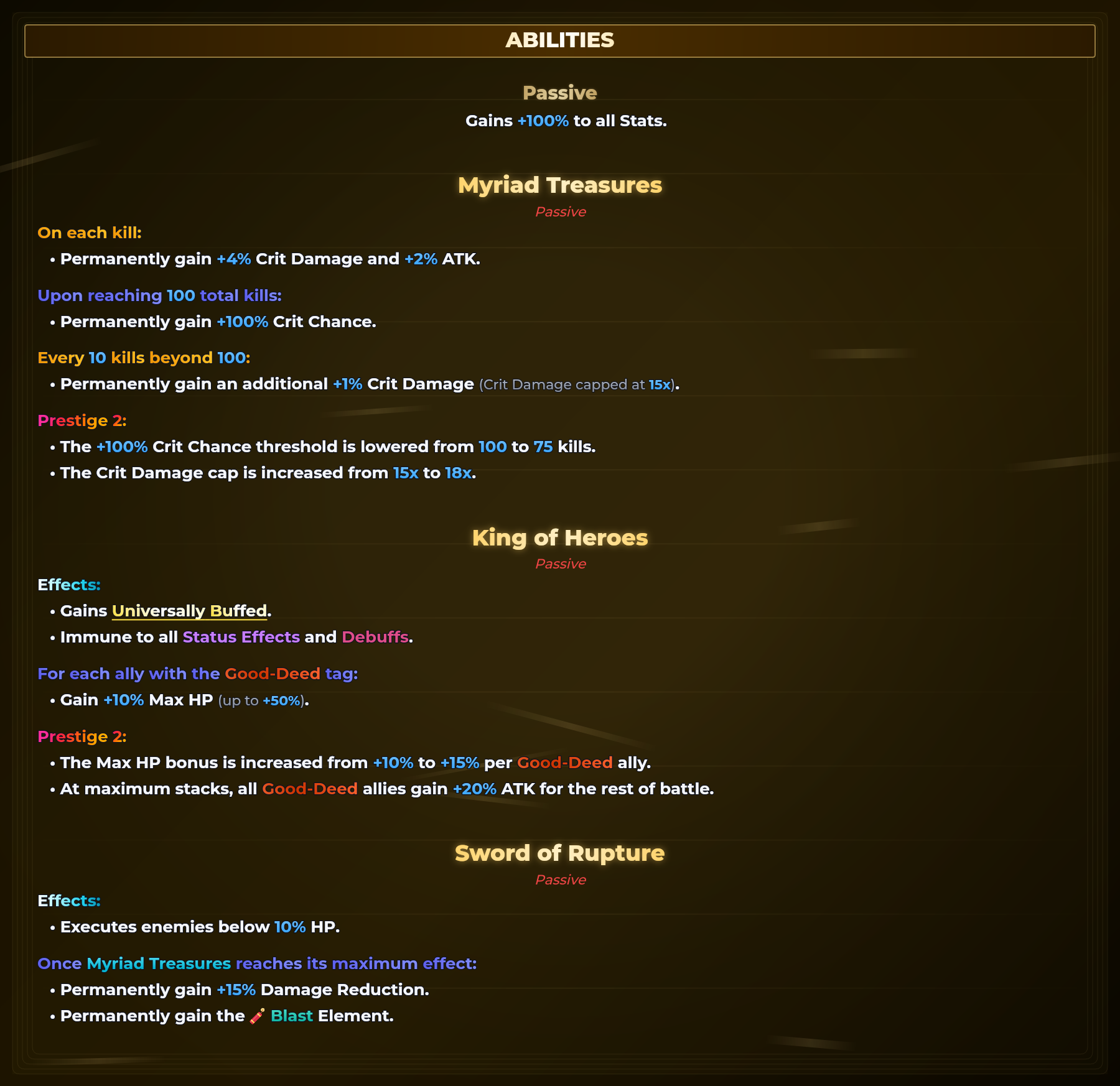 Gilgamesh (King of Heroes) abilities