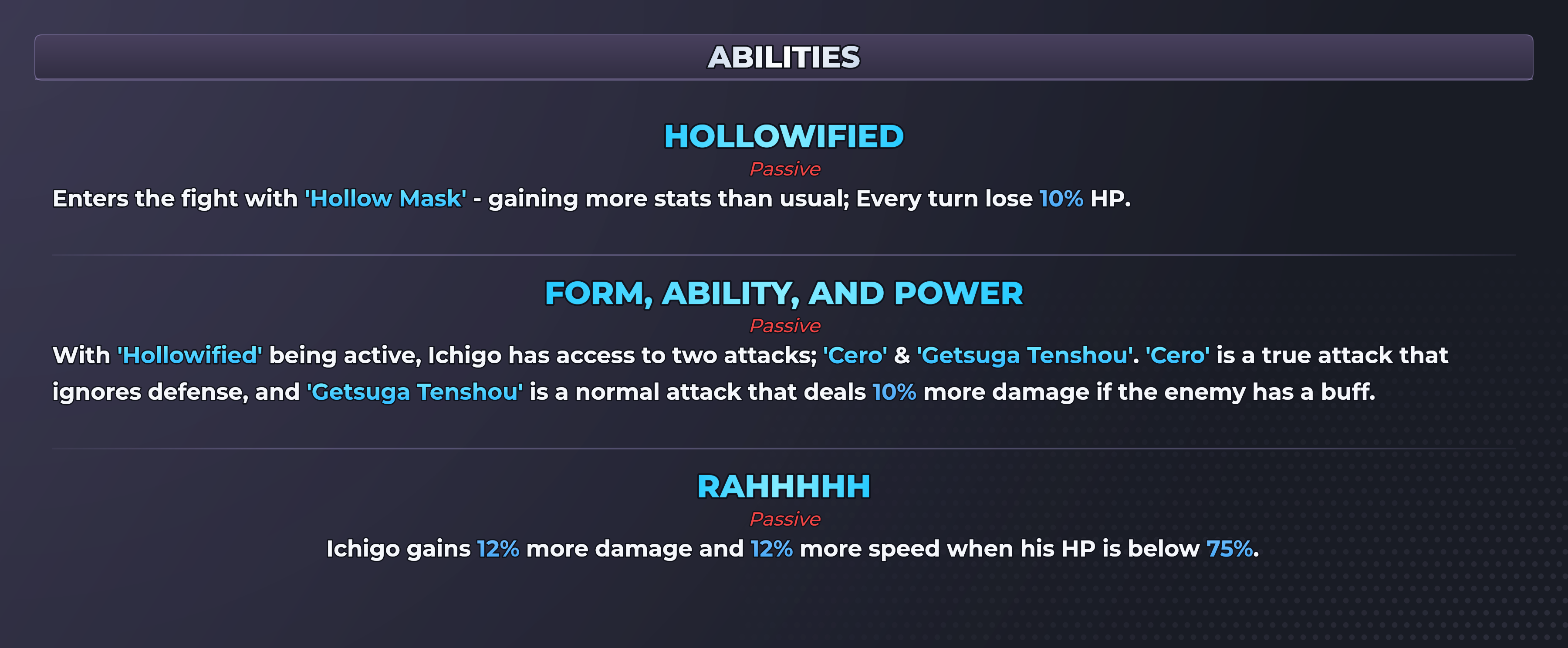Ichigo (Hollow) abilities