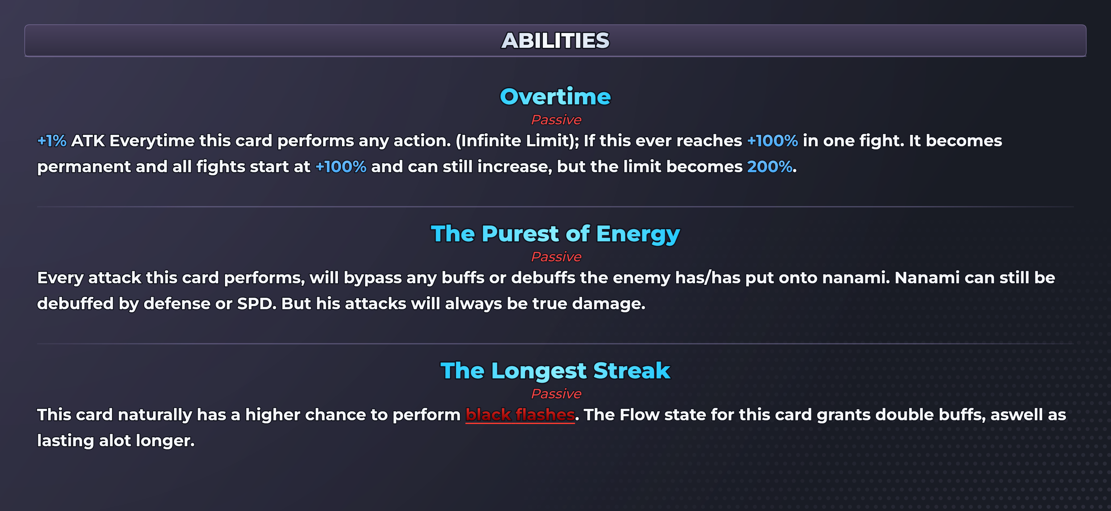 Nanami (True Overtime) abilities