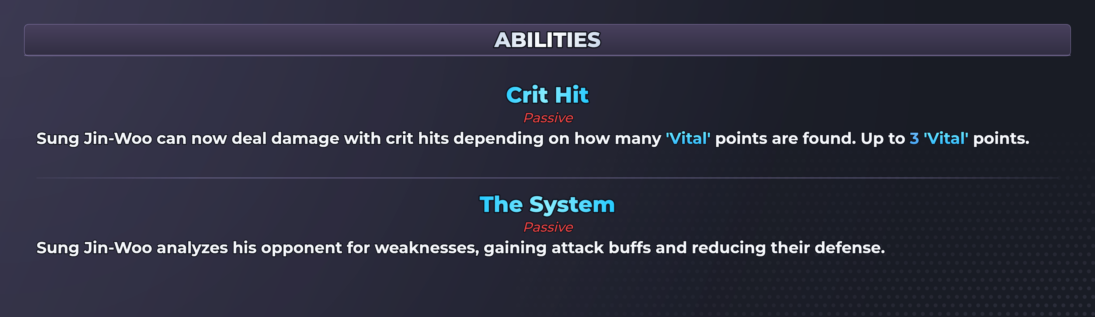 Sung Jin-Woo (Reawakened) abilities