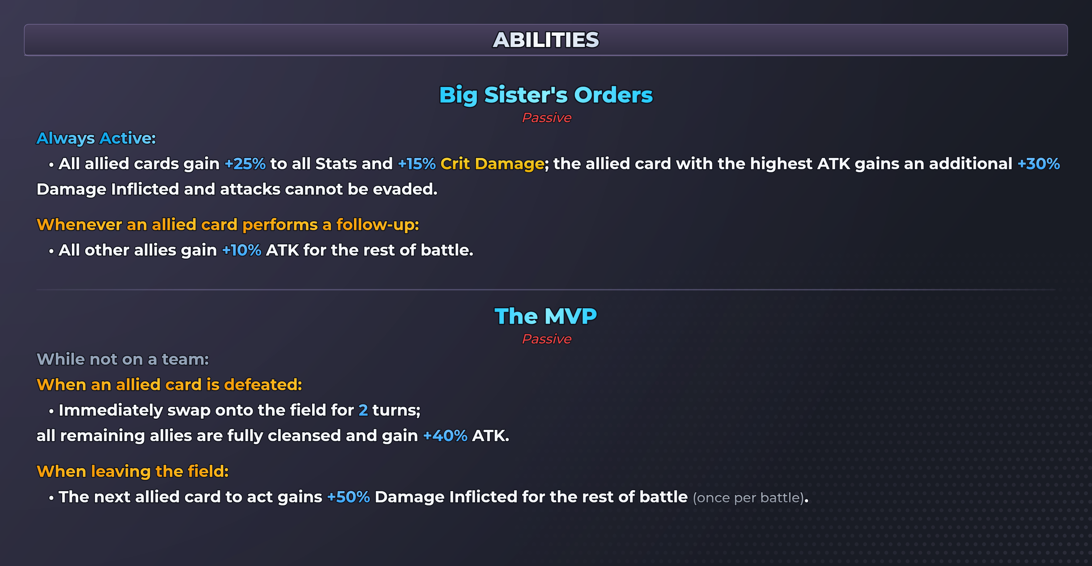Ui Ui (MVP) abilities
