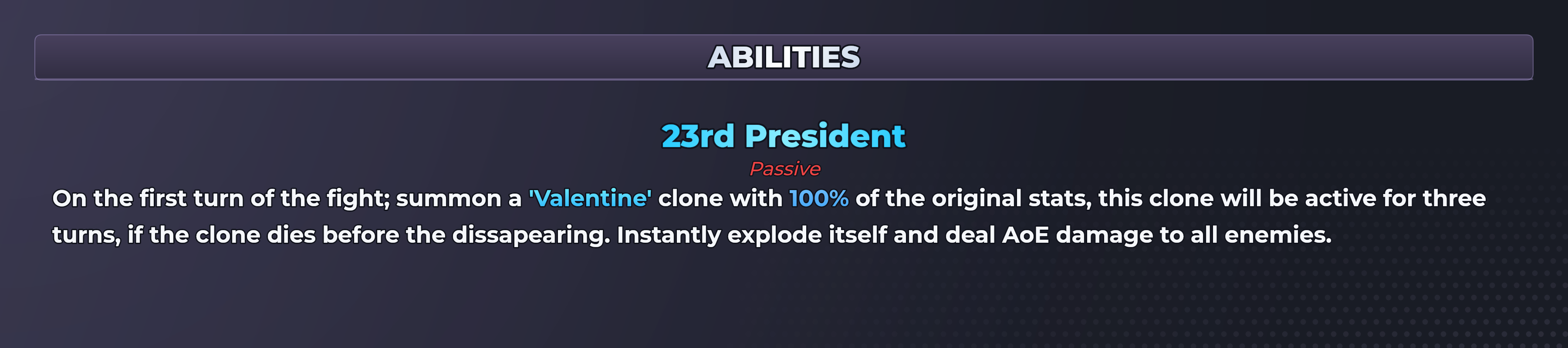 Valentine (D4C) abilities