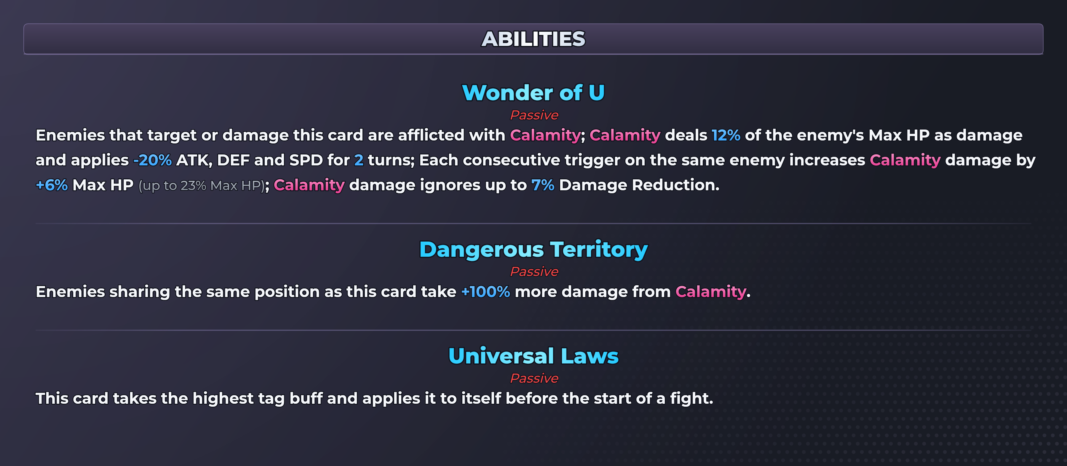 Wonder of U abilities