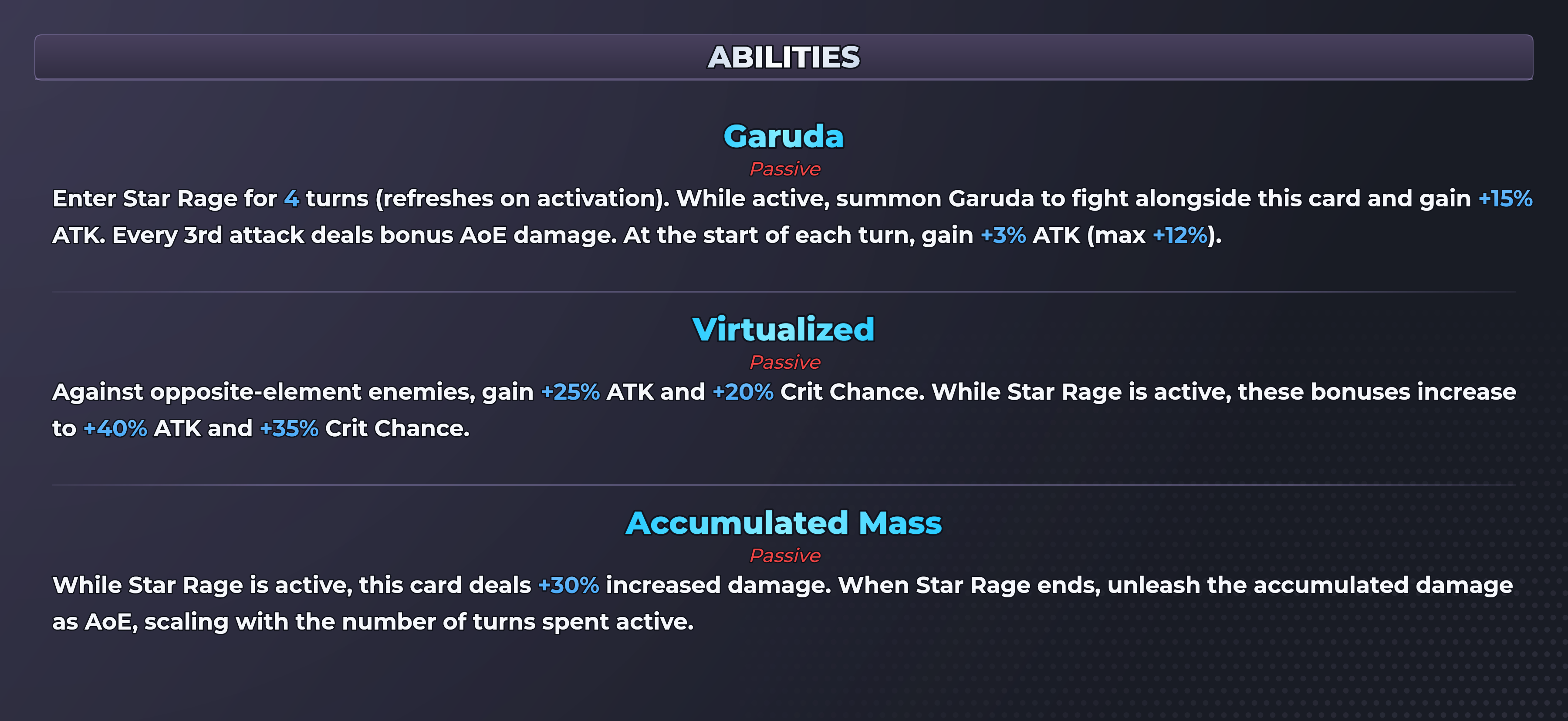 Yuki (Star Rage) abilities